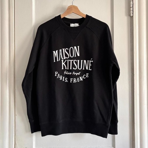 NWT MAISON KITSUNE Black Crewneck Sweatshirt